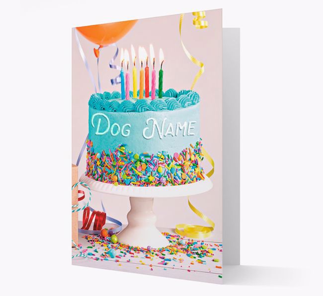 Personalised 'Happy Birthday Blue Cake' Card for your {breedFullName}